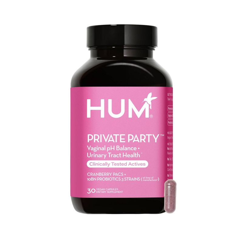 HUM Nutrition Private Party Probiotics Vegan Capsules for Vaginal &#38; Urinary Tract Health - 30ct, 1 of 10