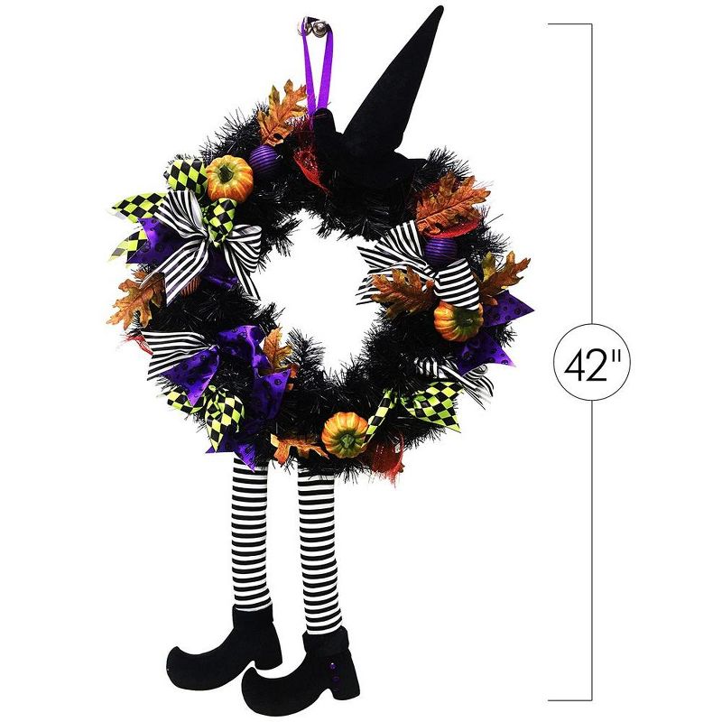 Skeleteen Halloween Witch Wreath for Indoor/Outdoor Décor - 24 in, 4 of 6