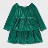 Toddler Girls' Adaptive Long Sleeve Velour Dress - Cat & Jack™ Green - 2 of 4