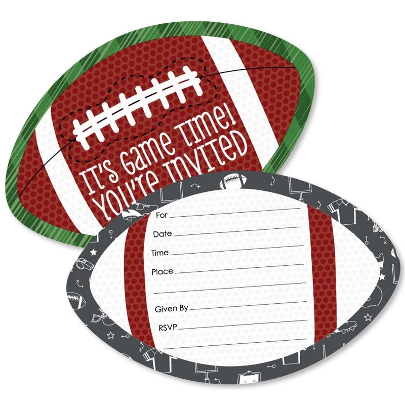 Big Dot of Happiness End Zone - Football - Shaped Fill-in Invitations - Baby Shower or Birthday Party Invitation Cards with Envelopes - Set of 12, 1 of 7