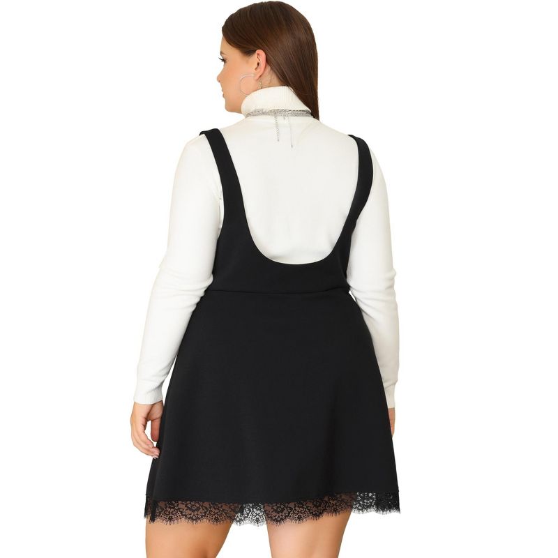 Agnes Orinda Women's Plus Size Fashion A-Line Zipper Lace Trim Mini Suspender Skirt, 4 of 6