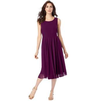Roaman's Women's Plus Size Georgette Fit-And-Flare Dress