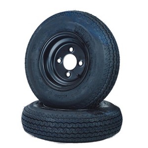2-Pack Trailer Tire on Rim 4.80-8 480-8 4.80x8 Trailer Tires and 4 Lug on 4 in PCD 8 in Wheels 6PR Black - 1 of 4