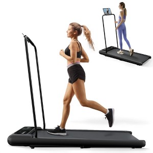 NAYSAYE Folding Portable Treadmill Under Desk Walking Pad Removable Armrests Cushioned Belt for Home Gym and Office, Black and Blue, 43.1"*18.1"*37.8" - 1 of 4
