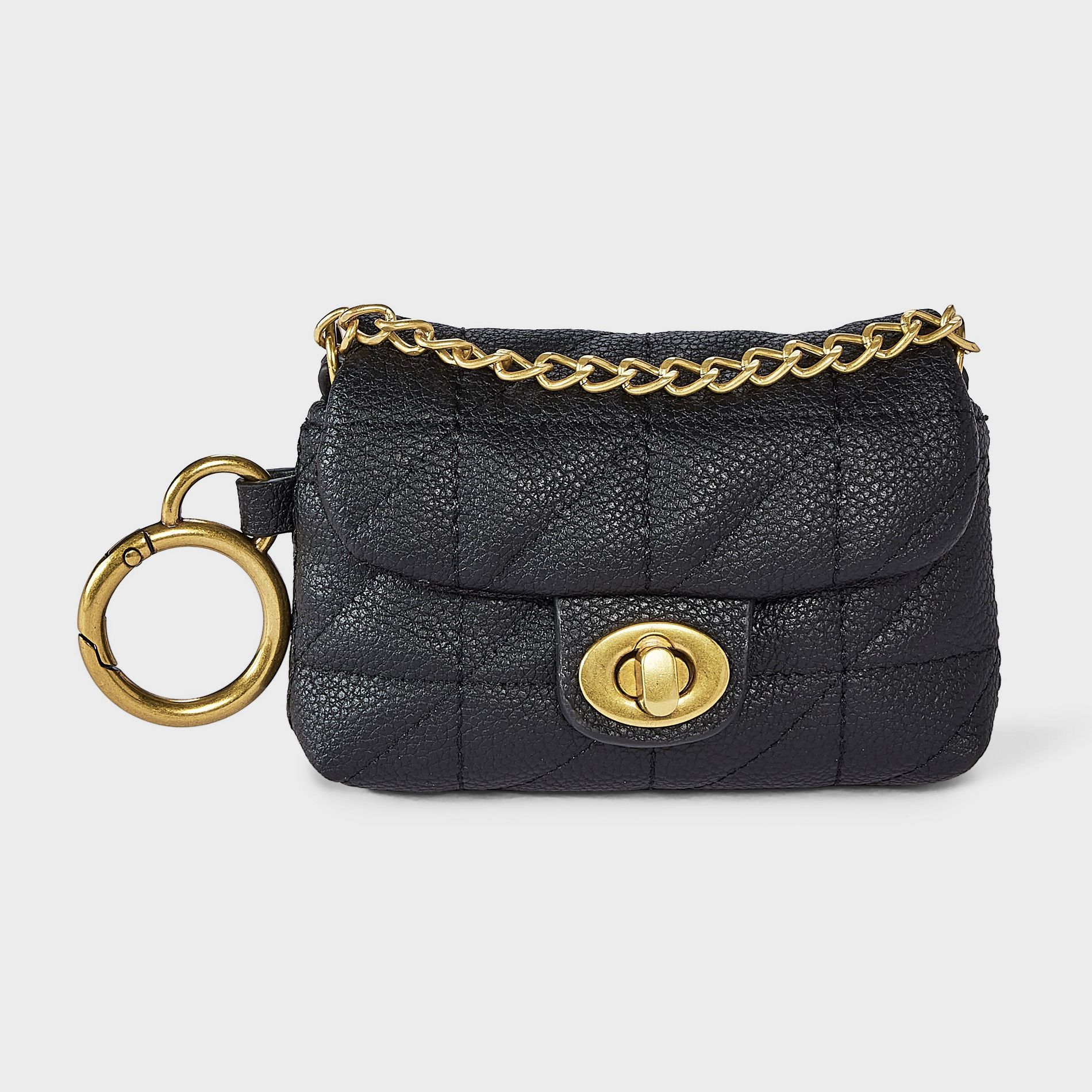 Quilted Turn Lock Clip On Pouch Bag Charm - A New Day™