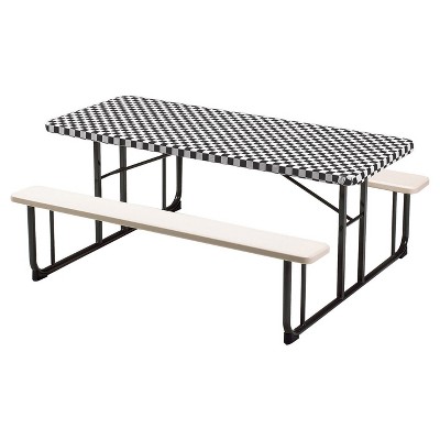 Stay Put Tablecover Black Check, 30" x 96"