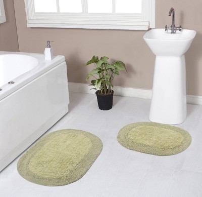 Double Ruffle Collection Cotton Ruffle Pattern Tufted Set of 2 Bath Rug Set - Home Weavers