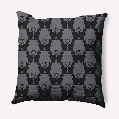 16"x16" Cat Clowder Print Square Throw Pillow Steel Gray - e by design: Indoor Polyester Decorative Cushion, Twill Fabric
