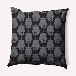 16"x16" Cat Clowder Print Square Throw Pillow Steel Gray - e by design: Indoor Polyester Decorative Cushion, Twill Fabric - 1 of 4