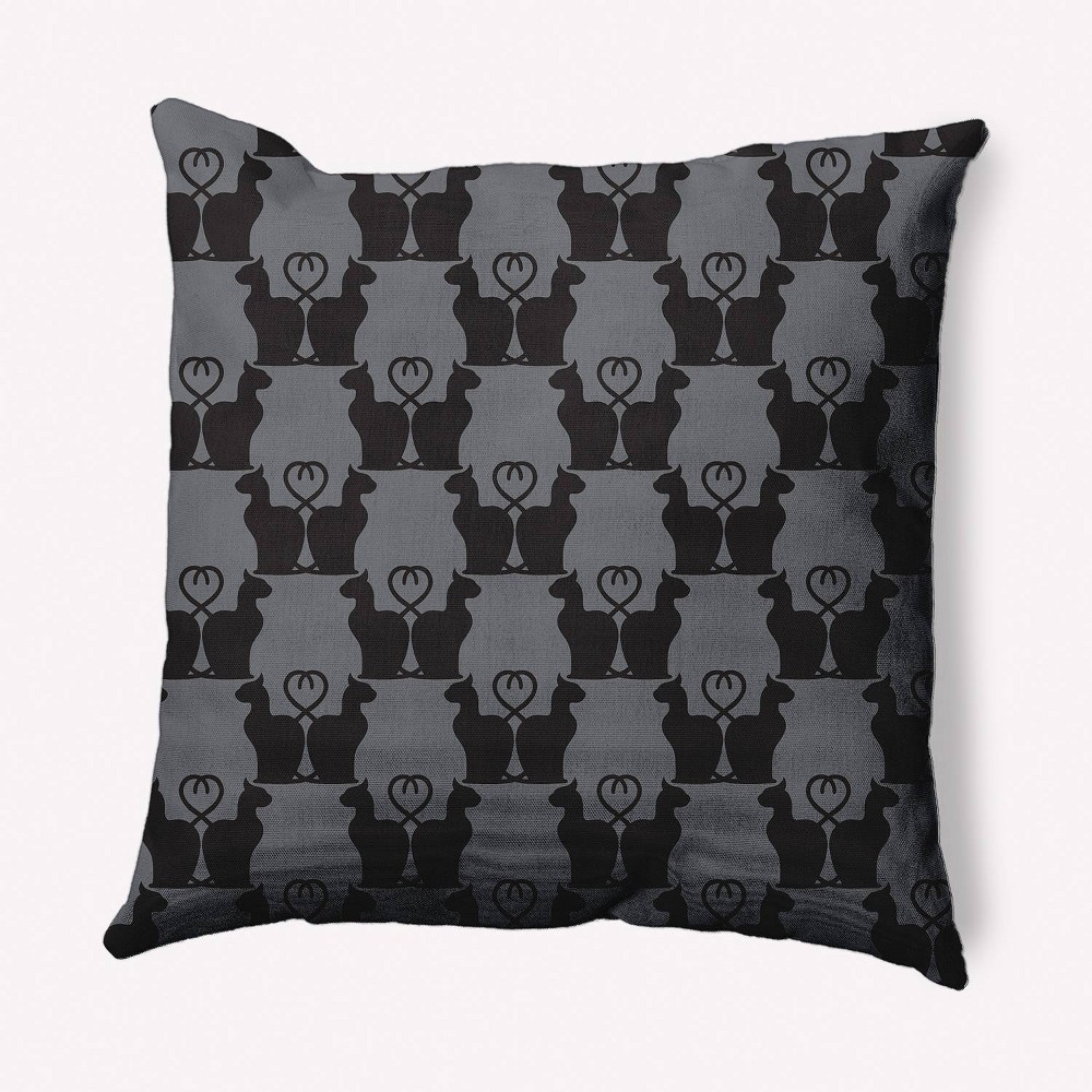 16"x16" Cat Clowder Print Square Throw Pillow Steel Gray - e by design: Indoor Polyester Decorative Cushion, Twill Fabric