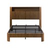 Modern Bed Frame with Storage Headboard and Built-in Charging Station, Wavy Curved Design, Noise-Free Metal Support-- Frevyn - 4 of 4