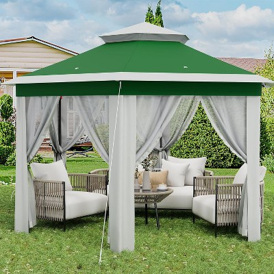 79.5 in Foldable Gazebo Tent - Outdoor Canopy with Mosquito Netting & Double-Layer Pop Up Design. Weather-Resistant Pergola Patio Furniture