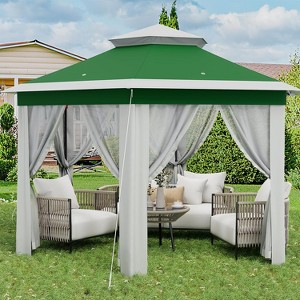 79.5 in Foldable Gazebo Tent - Outdoor Canopy with Mosquito Netting & Double-Layer Pop Up Design. Weather-Resistant Pergola Patio Furniture - 1 of 4