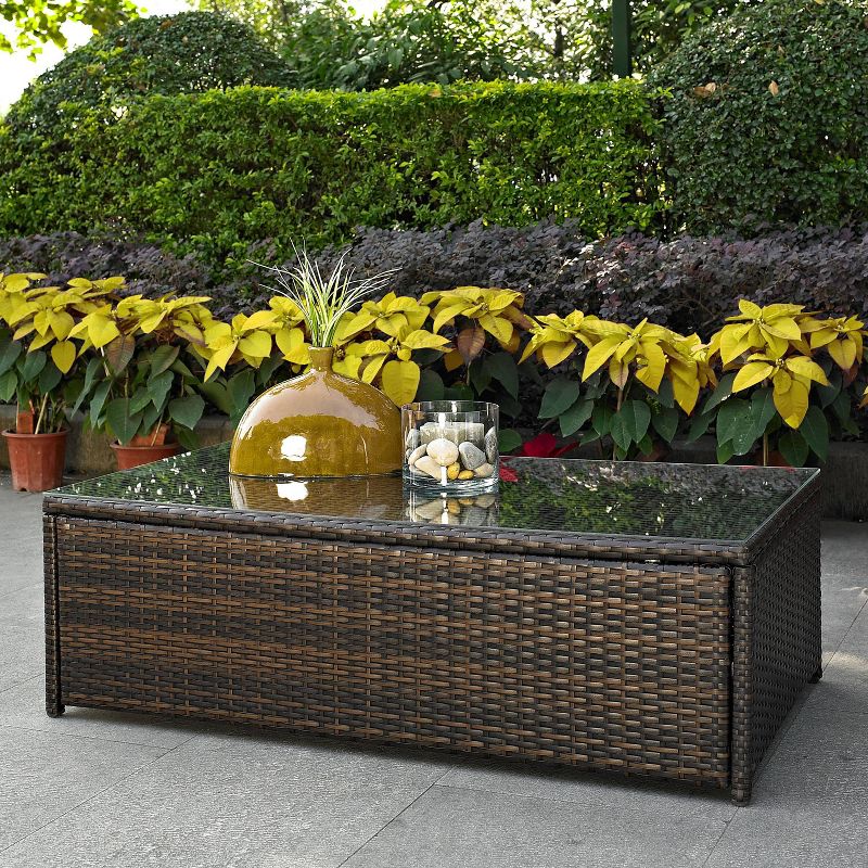 Palm Harbor Outdoor Wicker Coffee Table - Brown - Crosley, 3 of 6