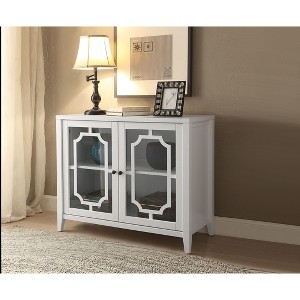 ORRD White Console Cabinet with Glass Doors - Modern Entryway Table with Storage Shelf & Wood Tapered Legs - 1 of 4