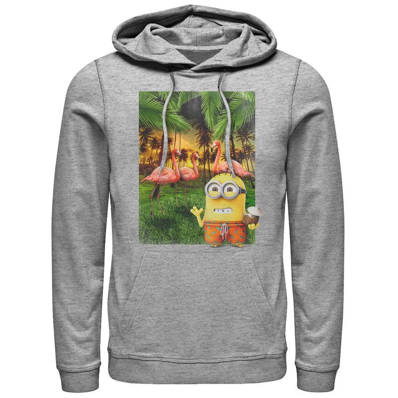 Men's Despicable Me Minion Flamingo Vacation Pull Over Hoodie, 1 of 4
