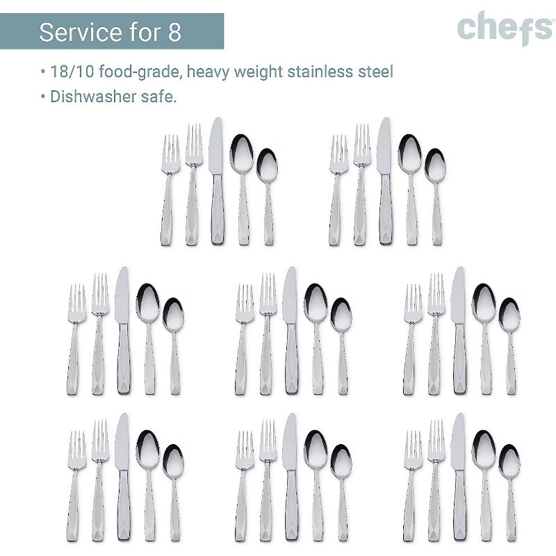 Chefs 18/10 Stainless Steel 44 Piece Flatware Set, Service for 8, Azore Sand, 2 of 8