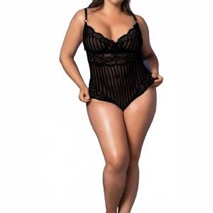 Women's Empower Striped Lace Bodysuit - Plus - Mapale - 1 of 2