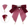 INSPIRE CHIC Women's Ribbon Bow Ties Velvet Solid Color Rhinestone Wings Bow Brooch - 3 of 4