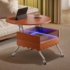 TIRAMISUBEST Round Lift-Top Coffee Table with Wheels, Metal Frame and Multi-Color Lighting, Modern Center Table Cocktail Table for Living Room - 3 of 4