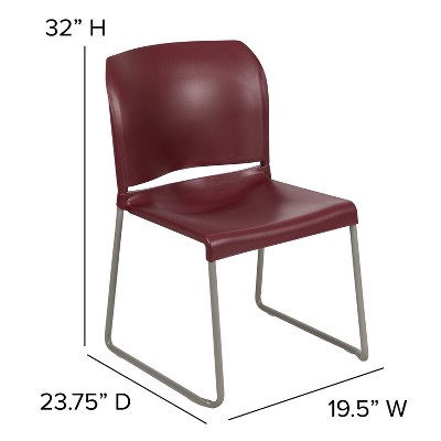 Gray Ergonomic Mid-Back Metal Stacking Chair
