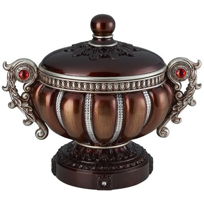 11.5" Tall" Delicata" Decorative Jewelry Box, Reddish Bronze with Silver Accents