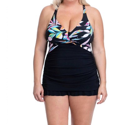 Women's Plus Size Halter Cross Back Underwire Swimdress - Profile By Gottex