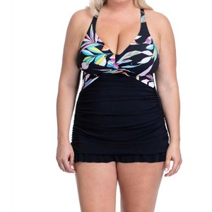 Women's Plus Size Halter Cross Back Underwire Swimdress - Profile By Gottex - 1 of 3