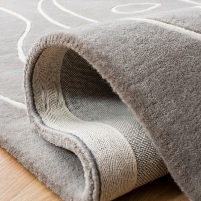 Art Deco Inspired Hand Tufted Wool Square Rug in Gray