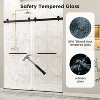 Zevemomo56"-60"W x 75" H Frameless Shower Door, Double Sliding with 5/16" 8mm) Clear Tempered Glass,Noiseless Shatterproof,304 Stainless Steel, Black - 3 of 4