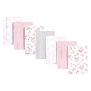 Hudson Baby Infant Girl Cotton Flannel Burp Cloths 7pk, Pink Rose, One Size - 1 of 2