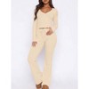 Mocamel Women's Autumn New suit Long-sleeved Buckle Solid Color Tight Top Plus Pants Two-piece Set - 2 of 4