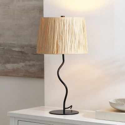 Ziggi 24 Inch Black Metal Table Lamp with Natural Paper Rope Shade