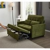 TiramisuBest 55" Velvet Foldable Sofa Bed with Adjustable Backrest and USB Port, 2-Seat Convertible Sleeper Couch with Pillows, Gray - 3 of 4