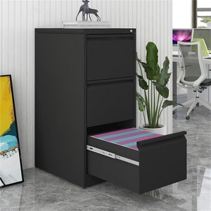3/4 Drawer File Cabinet with Lock, Metal Storage Cabinet for A4/Letter/Legal Size Documents | Fully Assembled Steel File Cabinet - 1 of 4