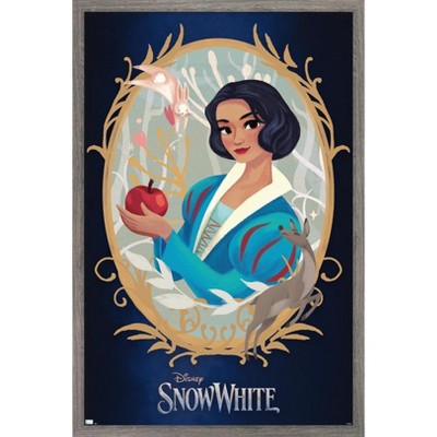 Trends International Disney Snow White: Live Action - Illustrated Snow White Framed Wall Poster Prints Barnwood Framed Version 14.725" x 22.375"