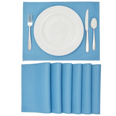 Farmlyn Creek Woven Placemat Set of 6 for Dining Table, Patio, 12.75 x 16.75 in, Light Blue