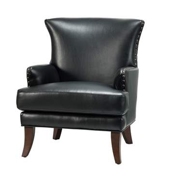 Jorge  Transitional Vegan Leather wingback design  Armchair with Nailhead Trim  for Living Room and Bedroom| Karat Home