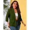 Whizmax Womens Plus Size Casual Pocketed Blazer Office Open Front 3/4 Sleeve Cardigans Jacket Work Suit,Brown Green,XL - 4 of 4