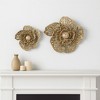 Flowers Wall Art with Openwork Design - Artistic Home Decor Accent Perfect for Bedroom, Room, and Bathroom Wall Art Decor - Set of 2, 18", Gold - 3 of 4