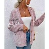 Womens Christmas Sweater Cardigan Multicolor Mix Knit Cardigan with Pockets Jacquard Snowflakes Festive Holiday Sweater Open Front Knitwear - 4 of 4