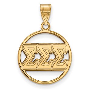 Black Bow Jewelry 14k Yellow Gold Plated Sterling Silver Sigma Sigma Sigma Greek Life Medium Pendant - 1 of 3