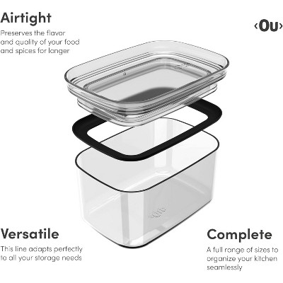 OU Airtight Food Storage Container 6.3 cup, BPA Free Clear Plastic Food Storage Container with Leak Proof Lid, Stackable Kitchen Pantry Organizer — фото 4