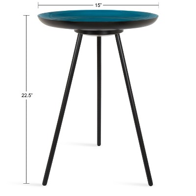 Laranya Round Teal and Gold Metal Side Table