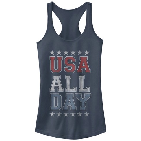 Juniors Womens Lost Gods Fourth Of July Usa All Day Racerback Tank Top ...