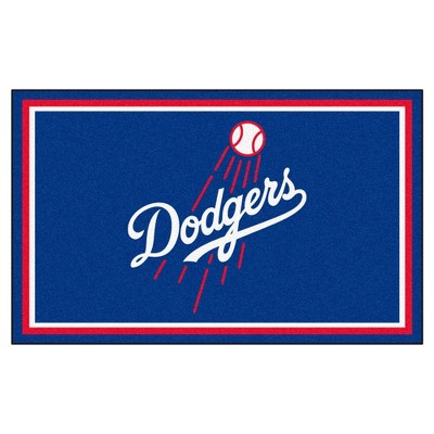 MLB Los Angeles Dodgers 4'x6' Wordmark Logo Plush Area Rug - Blue