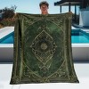 1pc Dark Green Ornate Book Design Flannel Throw Blanket, Elegant Digital Printing with Intricate Patterns, Christmas Gift. - 4 of 4