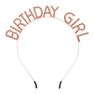 Unique Bargains Girl's Rhinestone Happy Birthday Tiara Headband 1 Pc - 1 of 4