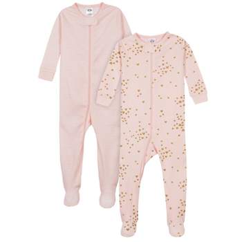 Gerber Baby & Toddler Girls Snug Fit Footed Cotton Pajamas, 2-Pack