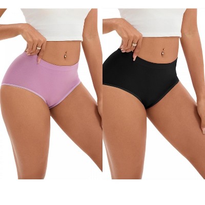 INSPIRE CHIC 2 Pcs Women's Tummy Control High-Waisted Briefs Butt Lifter Full-Coverage Underwear